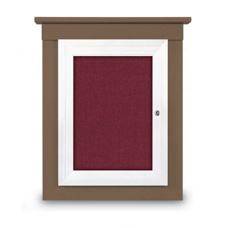 United Visual Products 72"x48" 3-Door Enclosed Letterboard, Header, Green Felt/Cherry UV2628HD-CHERRY-GREEN